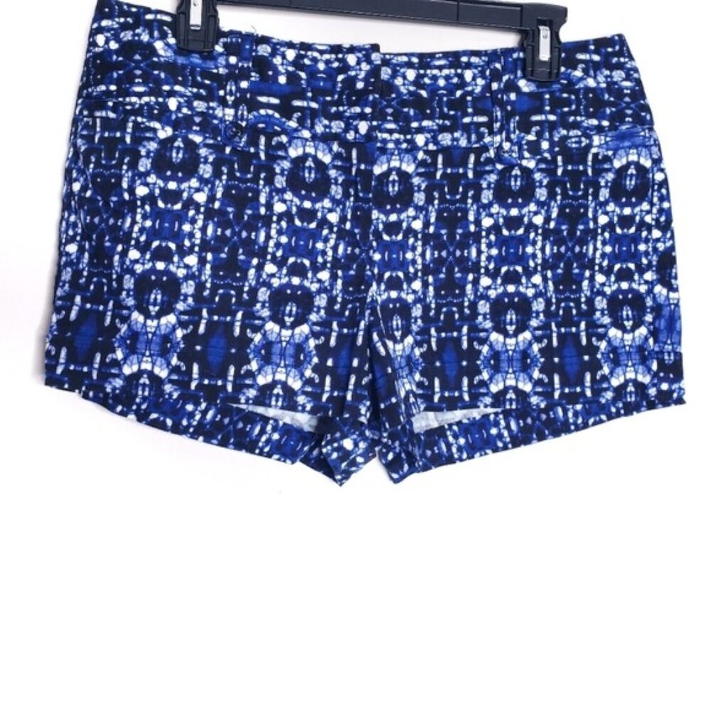 Maurices Blue & White Cuffed Hem Casual Flat Front Shorts Women' Size 9/10